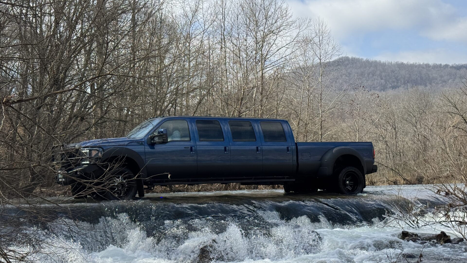 BlueFire truck at a low water crossing